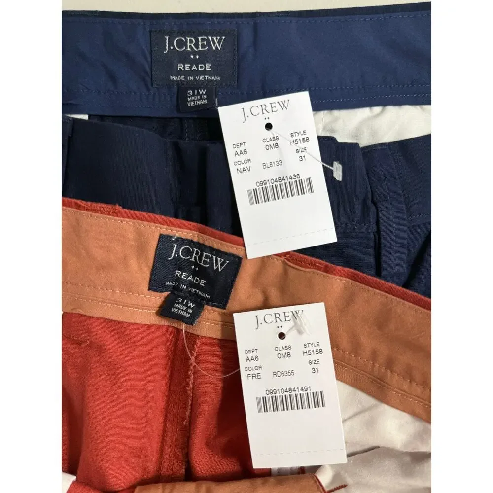 NWT J.Crew Reade Chino Shorts 2-Pack Men’s 31 Navy & Rust Orange 100% Cotton